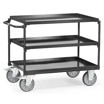 Tischwagen 400 kg, mit 2 oder 3 Blechwannen, 850x500 mm