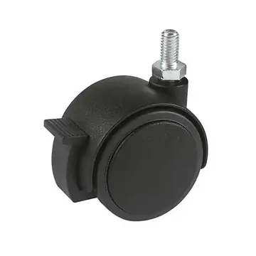 Furniture casters with threaded pin + parking brake, available with either HARD or SOFT tread