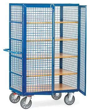 Kastenwagen mit Türen und Stangenverschluss, mit Zentralbremssystem Total-STOPP