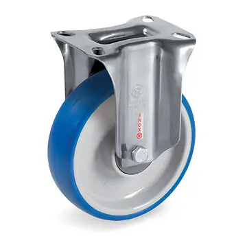 Soft-Blue Bockrollen Edelstahl-Rostfrei mit Polyurethanrädern und INOX Kugellager