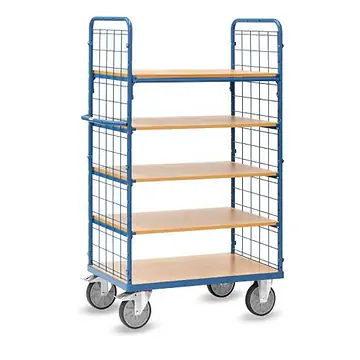 Etagenwagen mit 2 Drahtgitterwänden und 5 Tablaren
