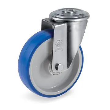 Soft-Blue Rückenloch-Lenkrollen mit Polyurethanrädern und Kugellager