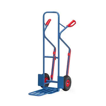 Paketkarren 300 kg, Höhe 1300 mm, Stahlblech- und Klappschaufel, Kunststoffgleitkufen